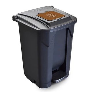 Lixeira Cesto de Lixo Orgânico Plástica Grande 60 Litros Com Roda e Pedal Tampa Click Preto Arqplast