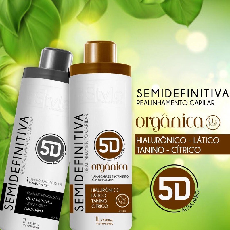 PROGRESSIVA SEMI DEFINITIVA 5D ALISA AFRO LISO SEM FORMOL ORGÂNICA 2x1L ...