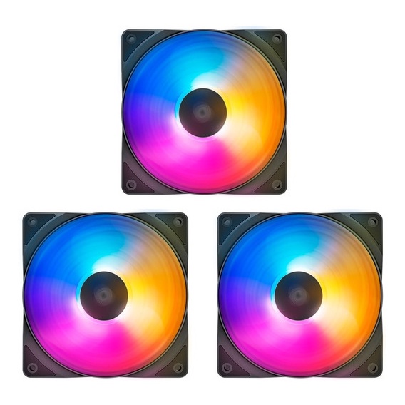Kit 3x Cooler Fan 120mm Deepcool Rf 120 Fs Three Color Led