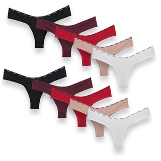 Kit Com 8 Calcinhas Tangas Conforto Lisa Forro Algodão | 888