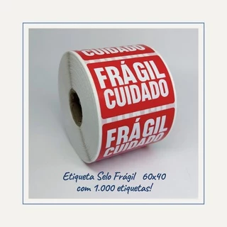 Etiqueta adesiva Selo Fragil Cuidado 60x40 1000 Etiquetas