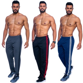 Kit 5 Calças masculinas para atividade física em academia e corrida com cordão listras na lateral e bolso com zíper garra sport wear