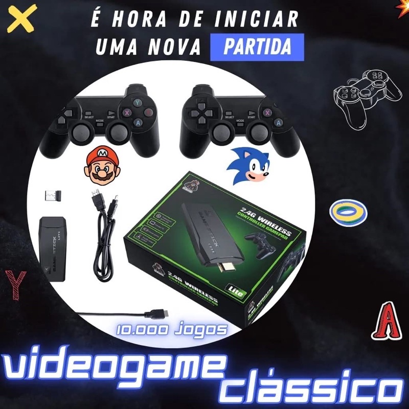 XUXL Consoles de Videogame, 4K 2,4G Wireless 10.000 jogos 32/64GB Retro  Classic Gaming Gamepads Controlador da família de TV para PS1/GBA/MD