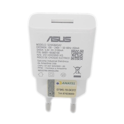 Carregador Asus USB 5v 2.1A S24A38ASA2 Original com Anatel Zenfone e outros