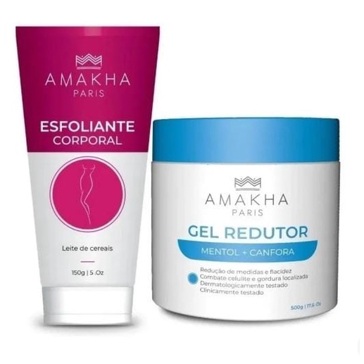 Kit Gel Redutor Mentol + Esfoliante Amakha Paris