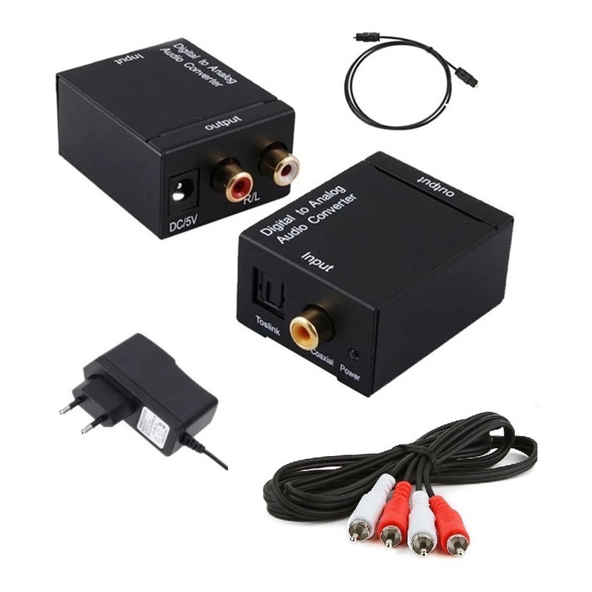 Kit Conversor Audio Digital Cabo Optico + RCA Smart Tv Home Theater Estereo