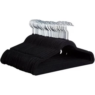 Kit 30 Cabides De Veludo Preto Slim Antideslizante Ultrafino Para Roupa