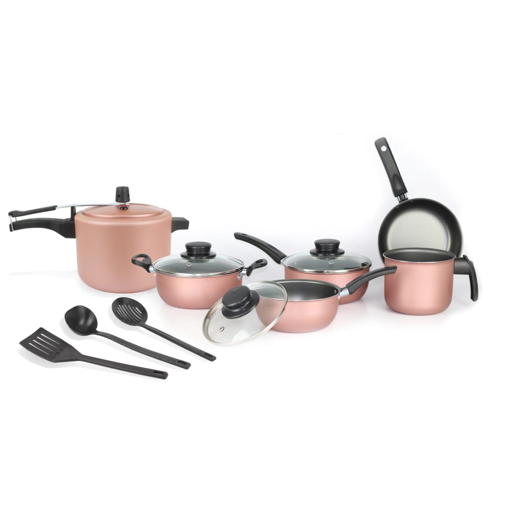 Jogo de Panelas com Panela de Pressao 4,5 litros Rosa Rose Gold ...
