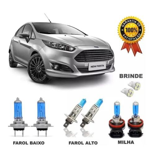 Kit Completo Lampada Super Branca New Fiesta 2016 + Brinde