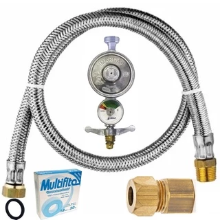 Kit Instalação Gás Botijão Glp Mangueira+Regulador+Adaptador