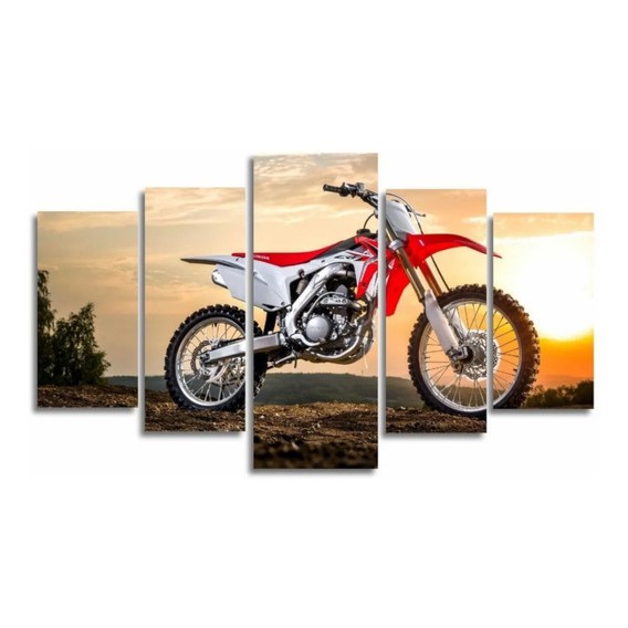quadros mosaico moto trilha motocross por do sol