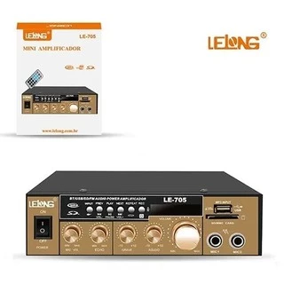 Amplificador Áudio Receiver Bluetooth Som 110v Usb Le-705