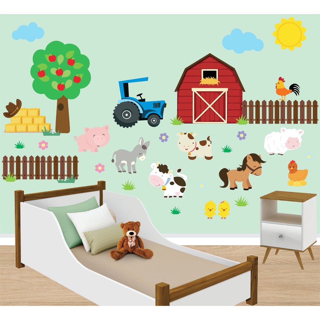 Adesivo de parede Fazendinha decoração quarto infantil parede infantil colorido