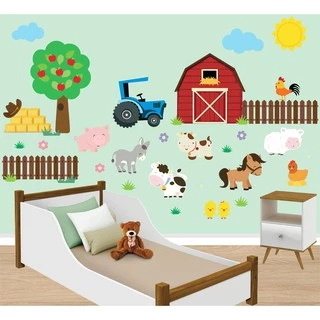 Adesivo de parede Fazendinha decoração quarto infantil parede infantil colorido
