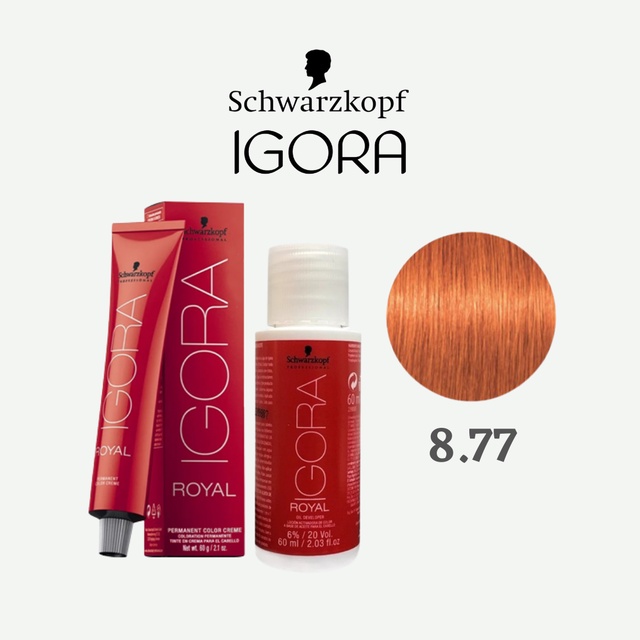 Kit Tinta Coloração Igora Royal 8.77 + 7.77 + 2 Ox 30 Vol. Schwarzkopf  Professional