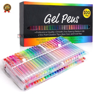 100 Cores Caneta Gel Conjunto De Canetas Glitter Para Adulto Livros De Coloração Journals Desenho Doodling Arte Marcador