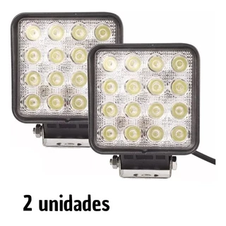 Farol de Milha 16 Leds 28mm Quadrado 48w Carro Moto Caminhão Off-road 6500k Jeep