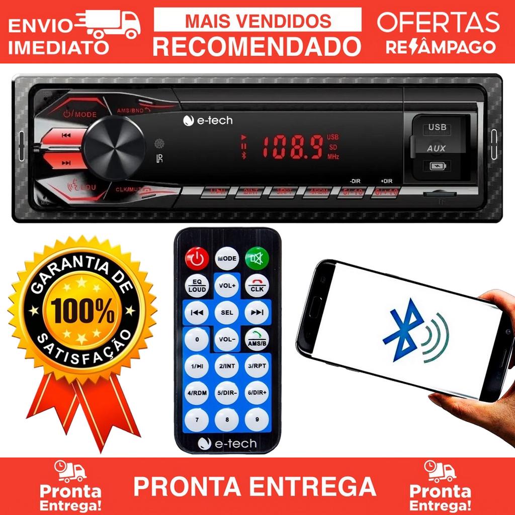 Aparelho De Som Carro Radio E-tech Premium 2usb Bluetooth Sd