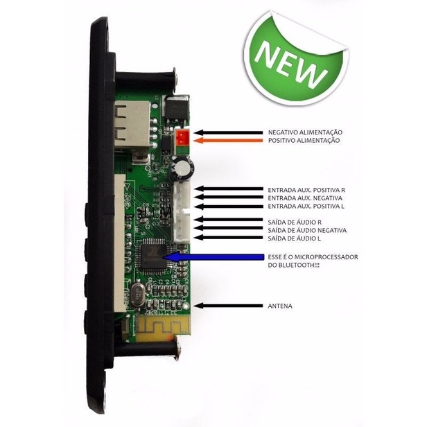 Placa para amplificador Usb Sd Bluetooth Mp3