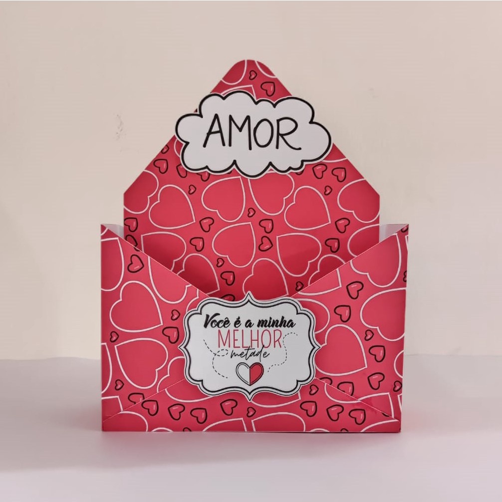 Kit Caixa Envelope Dia dos Namorados Unissex Presente Mimo Lembrancinha