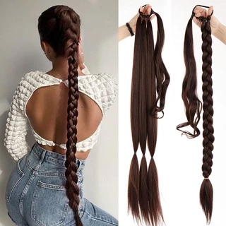 Extensões Sintéticas Para Rabo De Cavalo Com Preto Marrom Corda De Cabelo Fibra De Alta Temperatura