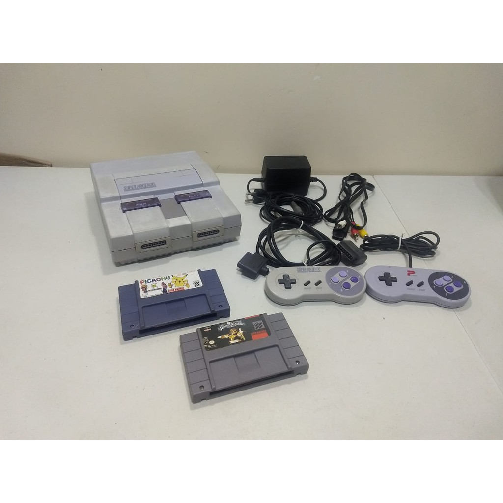 Console Super Nintendo Com 2 Controles + 2 Fitas