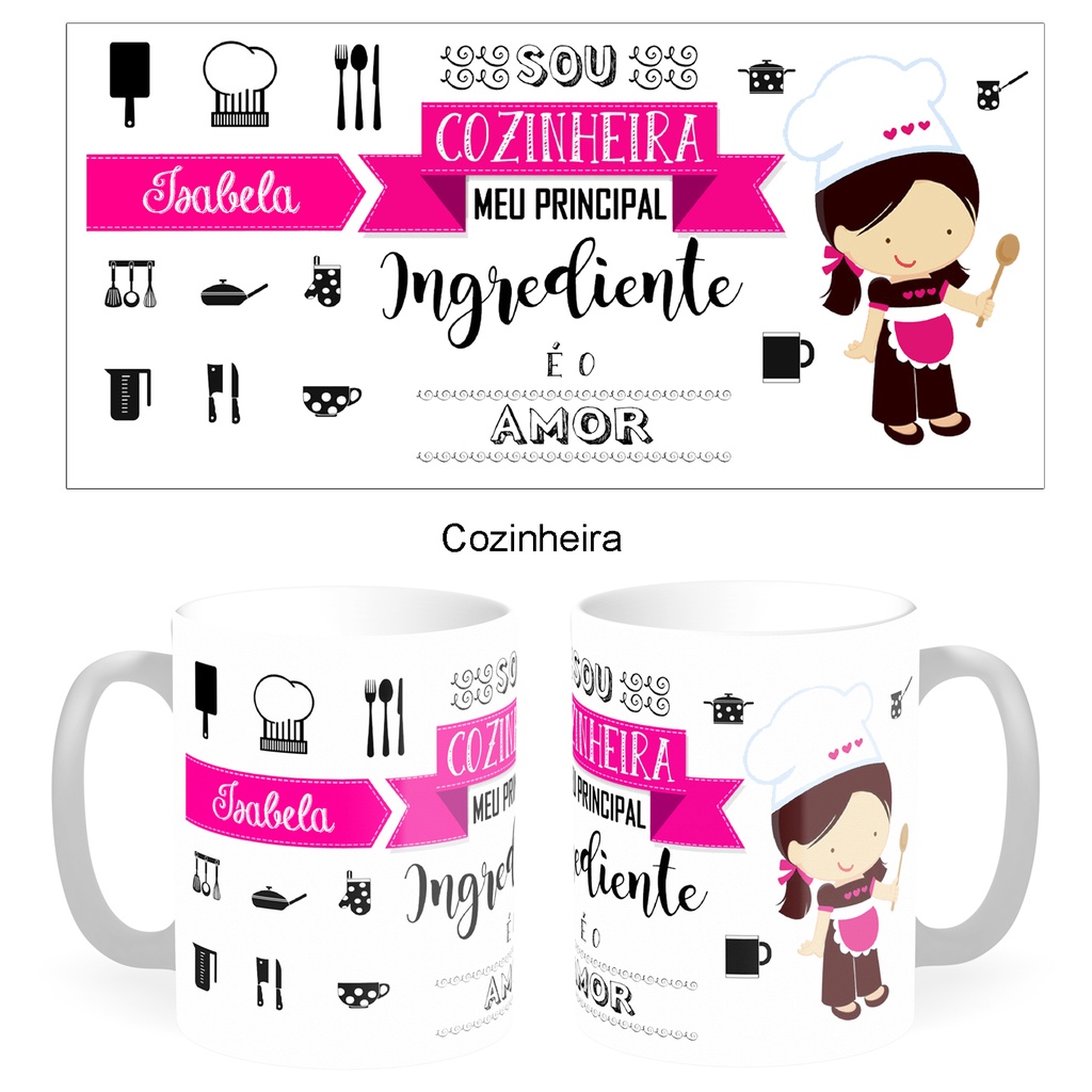 Caneca Cozinheira | Cozinheiro Personalizada com Nome Porcelana ...