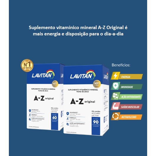 Suplemento Vitamínico-mineral Lavitan A-z Original 60 Comprimidos - D'Or  Mais Saúde