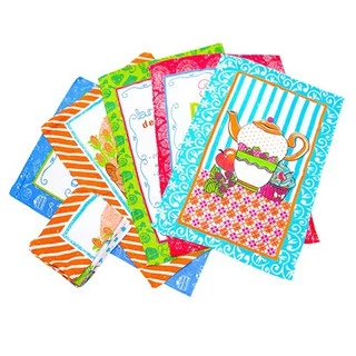 Kit de 10pçs Panos de Prato e Copa 45x60cm Atoalhados 50g Estampas Sortidas Secagem Rápida