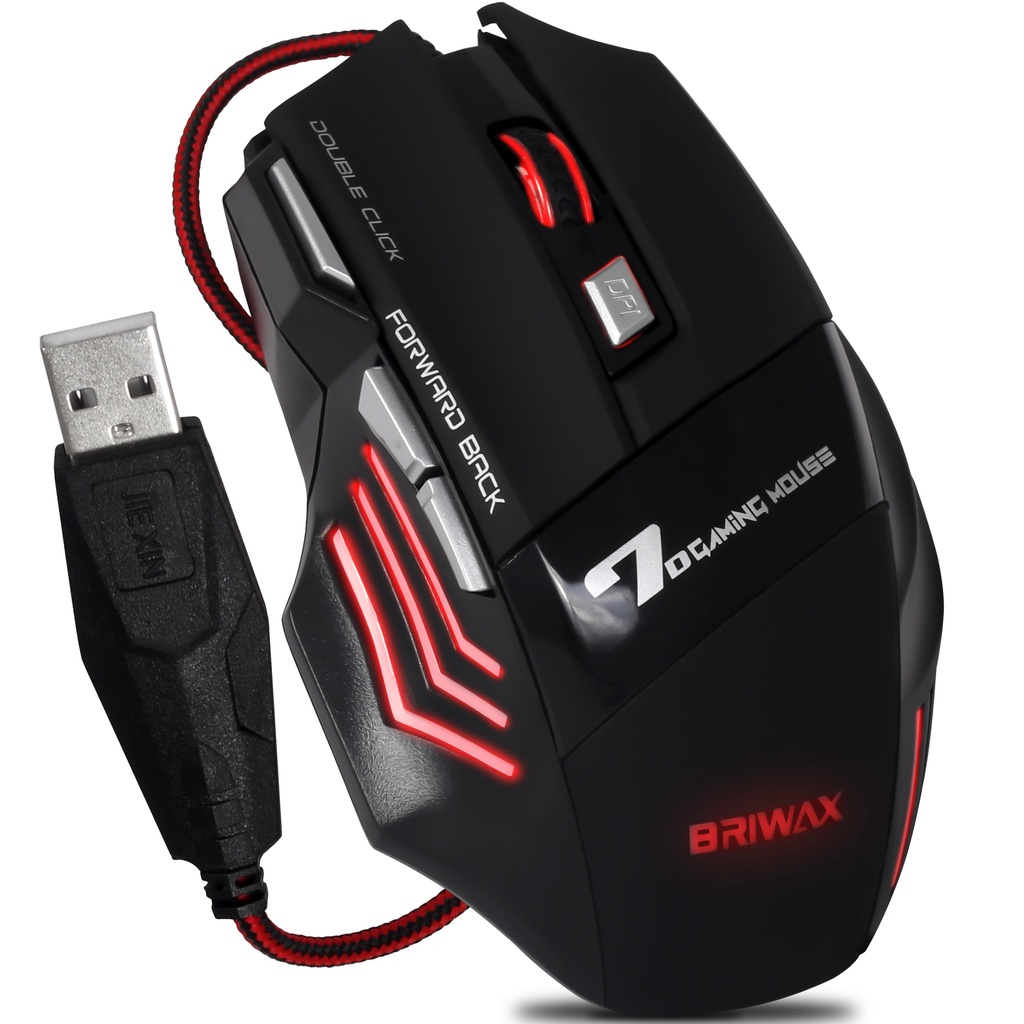 Mouse Gamer Laser 3200 Dpi Profissional Usb Led 7 Botões Botão Double Click Profissional Pc Notebook xbox Series X S Ps4 e Ps5