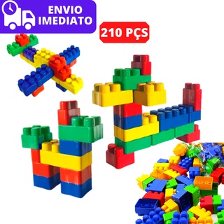 Brinquedo Infantil Blocos De Montar 180 Lego Grande + Bolsa