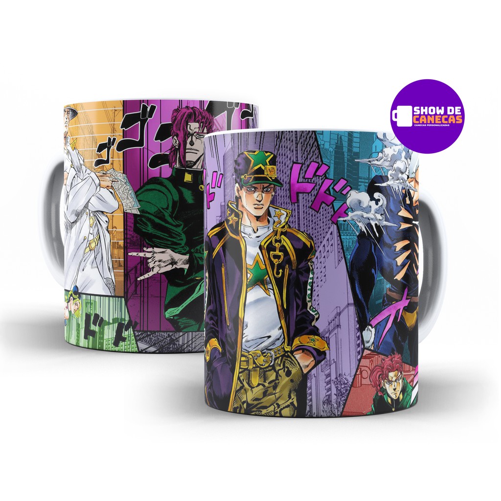 Caneca JoJo's Bizarre Personagens Coloridos