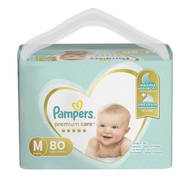 Fraldas Pampers Premium Care M 80 Unidades Shopee Brasil