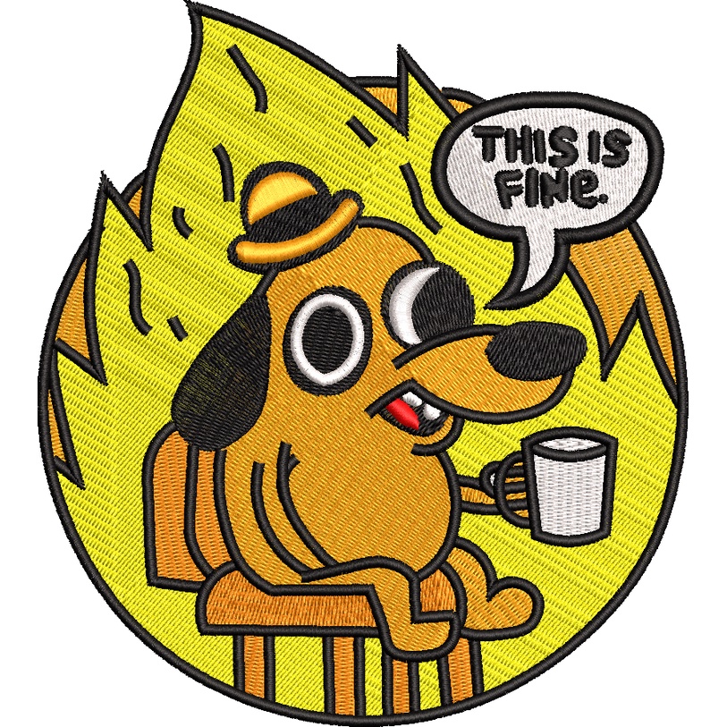Patch Bordado This is Fine termcolante