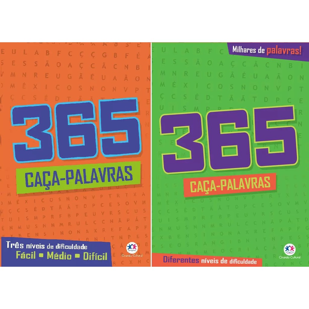 Livro 365 Caça Palavras Jogo Educativo Nível Fácil Difícil