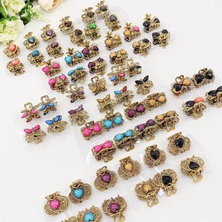 Kit com 12 unidades de mini piranha metal de cabelo acessórios moda
