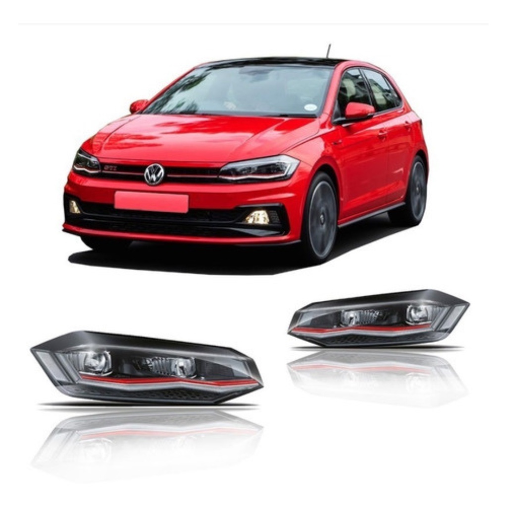 Farol Polo 2017/... Gti/Gte com Led e Protetor Completo