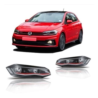 Farol Polo 2017/... Gti/Gte com Led e Protetor Completo
