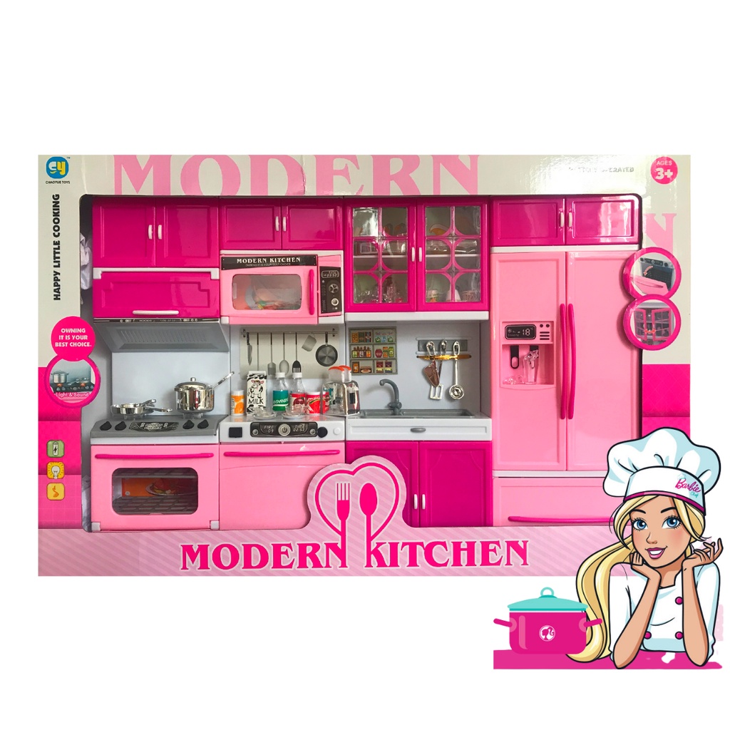 Mini Cozinha Boneca Barbie Completa Armario Geladeira Menina