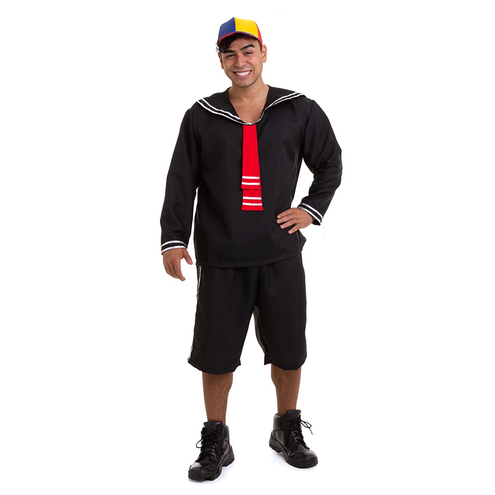 Fantasia Kiko/quico Adulto Turma Do Chaves com Chapéu