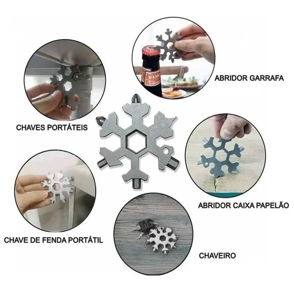 2 Chave Multi ferramenta Em Aço 18 Em 1 Floco De Neve Chave De Fenda Abridor De Garrafa