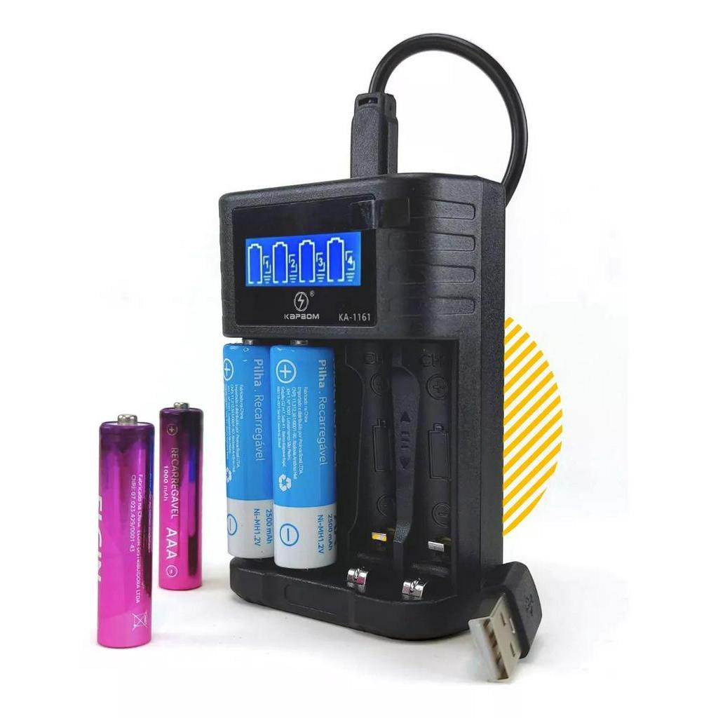 Carregador De Pilha Recarregável Inteligente Lcd Digital | Shopee Brasil