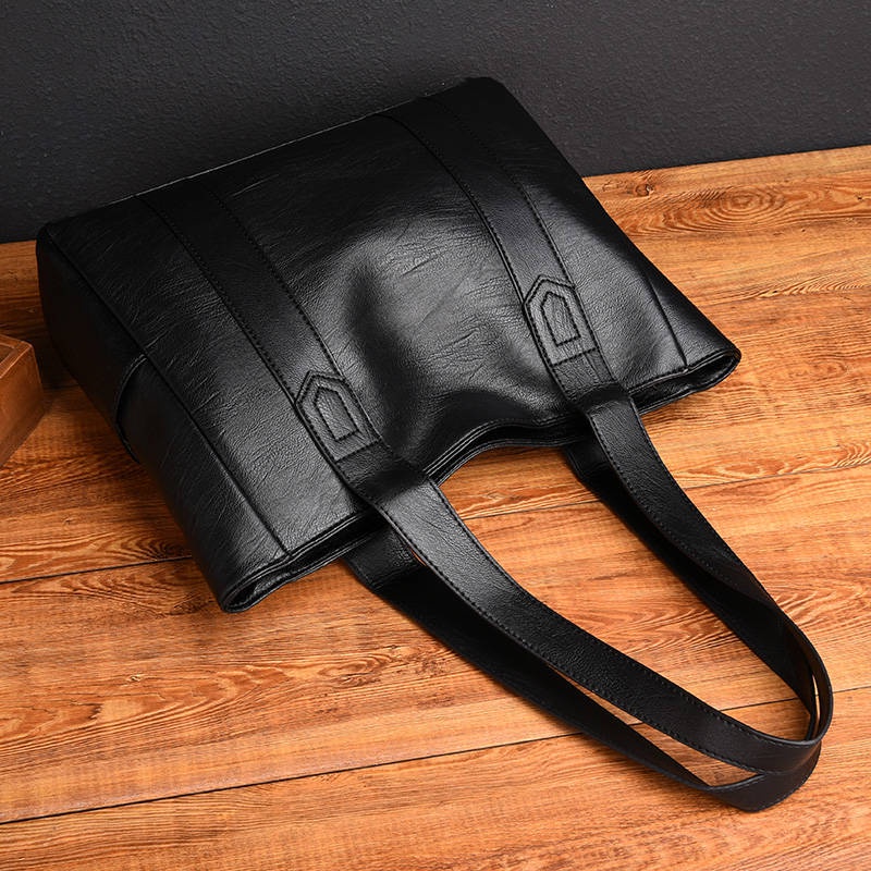 Crazy Bag Bolsa De Ombro Feminina De Couro PU Grande Capacidade