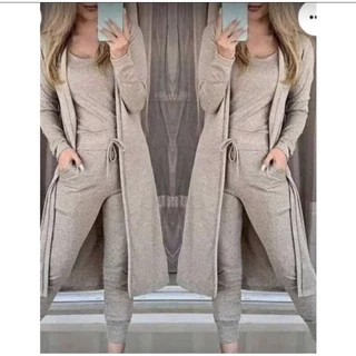Conjunto 3 Peças Lanzinha Calça+Regata+Sobretudo Roupa Feminina Inverno
