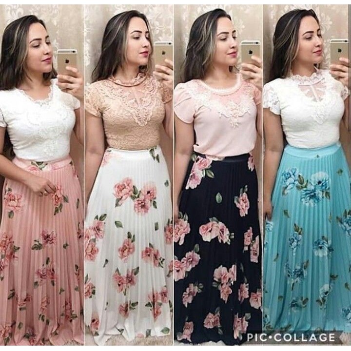 Saia longa store estampada para casamento