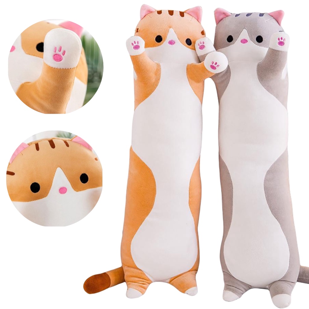 Almofada Gato Pelúcia Travesseiro Macio Gatinho Bebê 70Cm