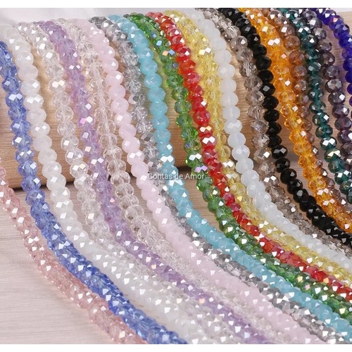 Fio de cristal facetado de vidro flat 6mm cerca de 85 A 90 contas por fio - Montagem de terços, pulseiras, tiaras, guias, japamalas semijoias em geral (ANÚNCIO 1)