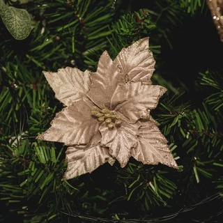 Flor De Natal Enfeite de Natal para Árvore Guirlanda Poinsetia Aveludada 20cm