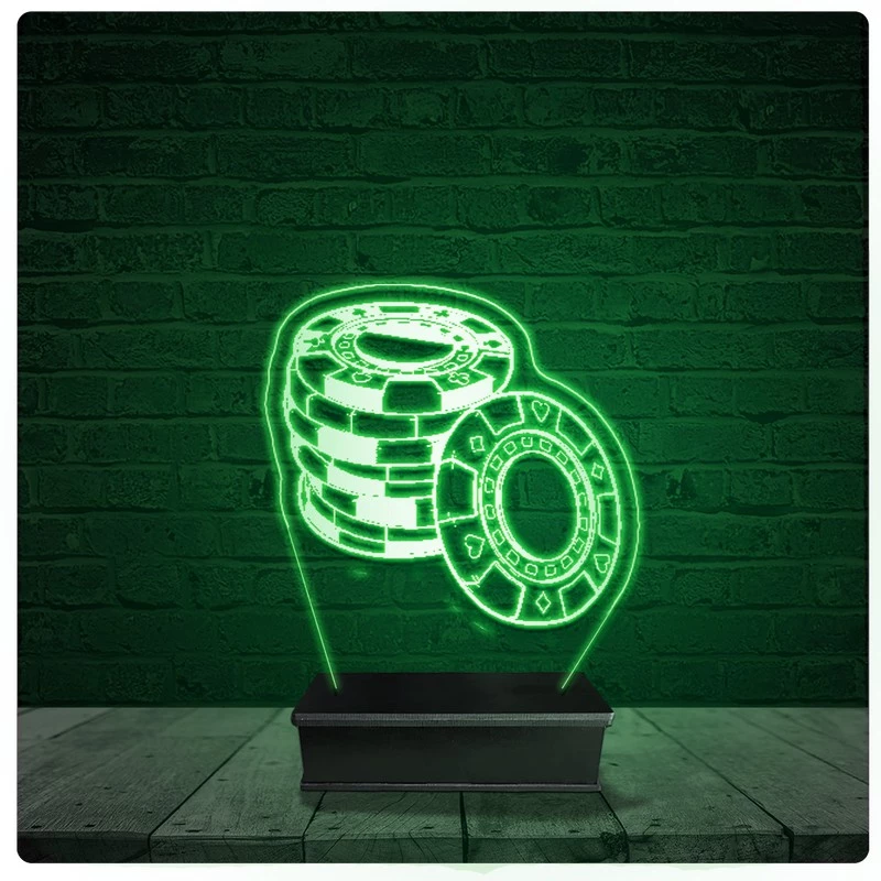 Luminária Abajur Acrílico Led - Poker Baralho Troféu 06