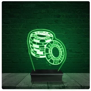 Luminária Abajur Acrílico Led - Poker Baralho Troféu 06